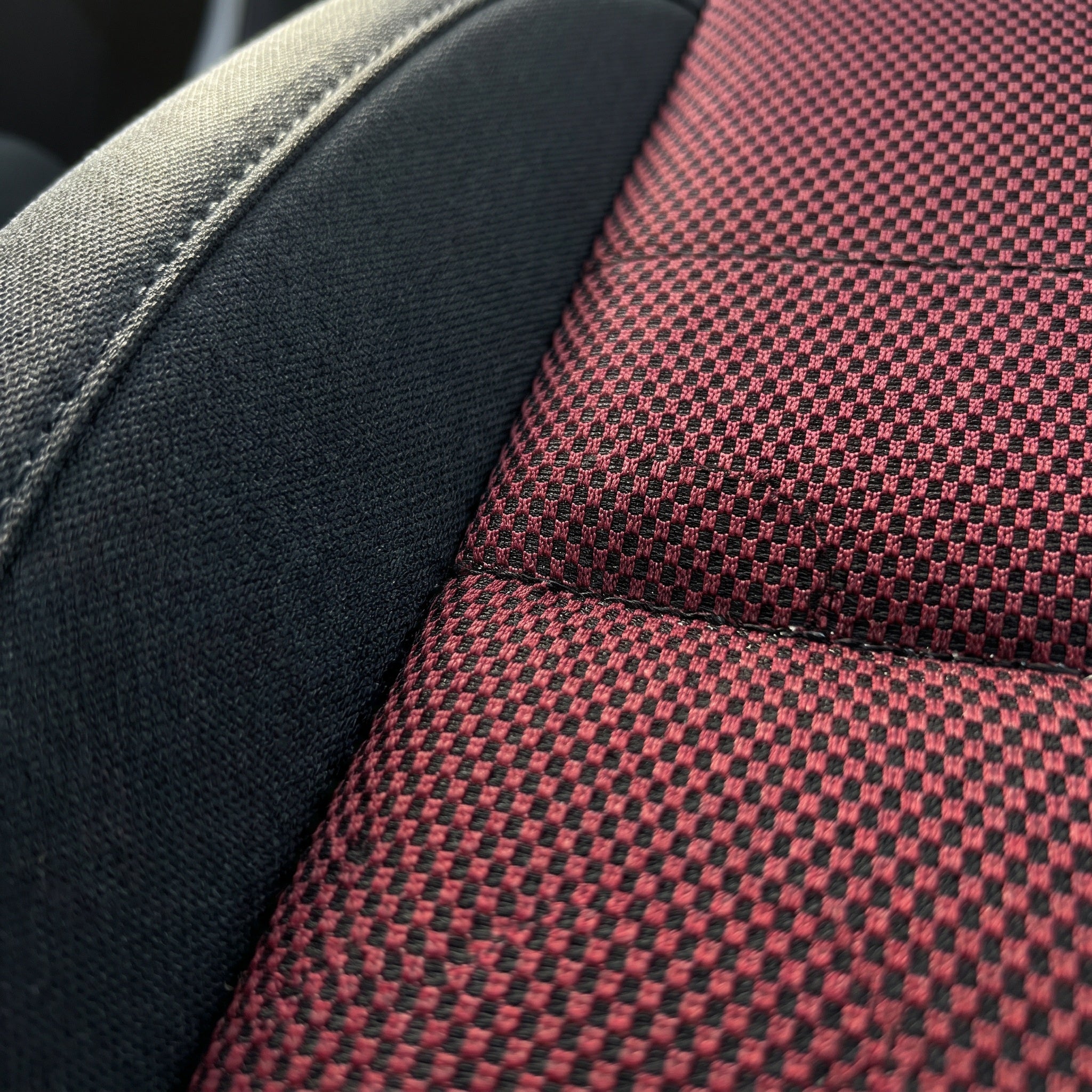 Black with Red Checker — detail